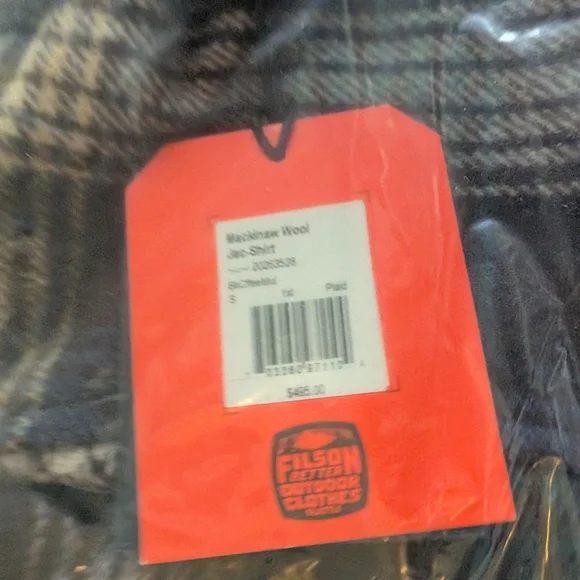 NWT Filson Mackinaw Wool Jack Shirt Coffee Plaid Men's Size Small Made in USA